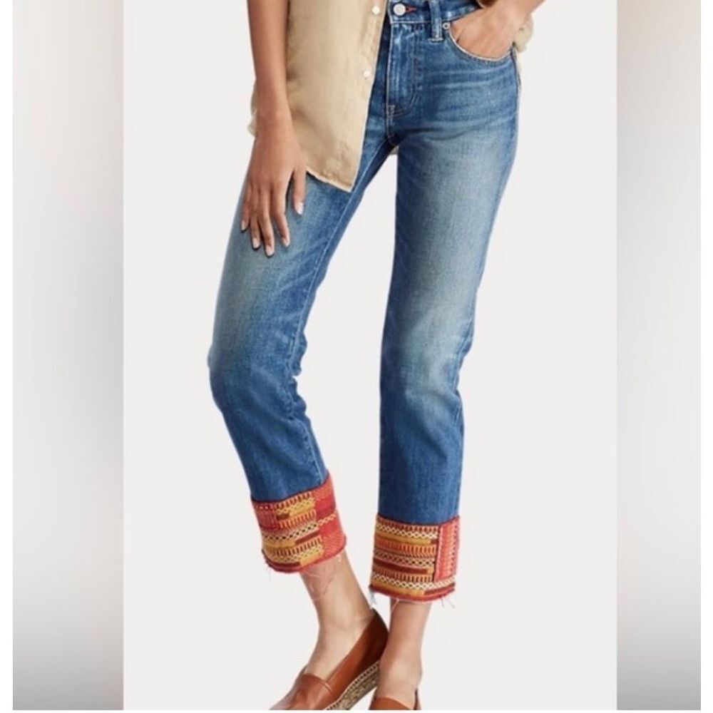 Ralph Lauren Blue Straight Leg Jeans with Red Accents
